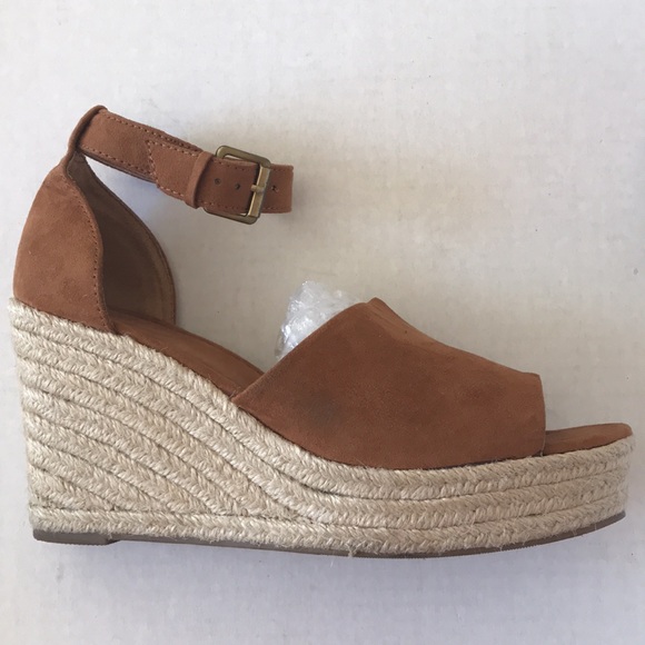 EUC Universal Thread Faux Suede Espadrilles Wedge Cognac Sandals Size 9 - Picture 2 of 12